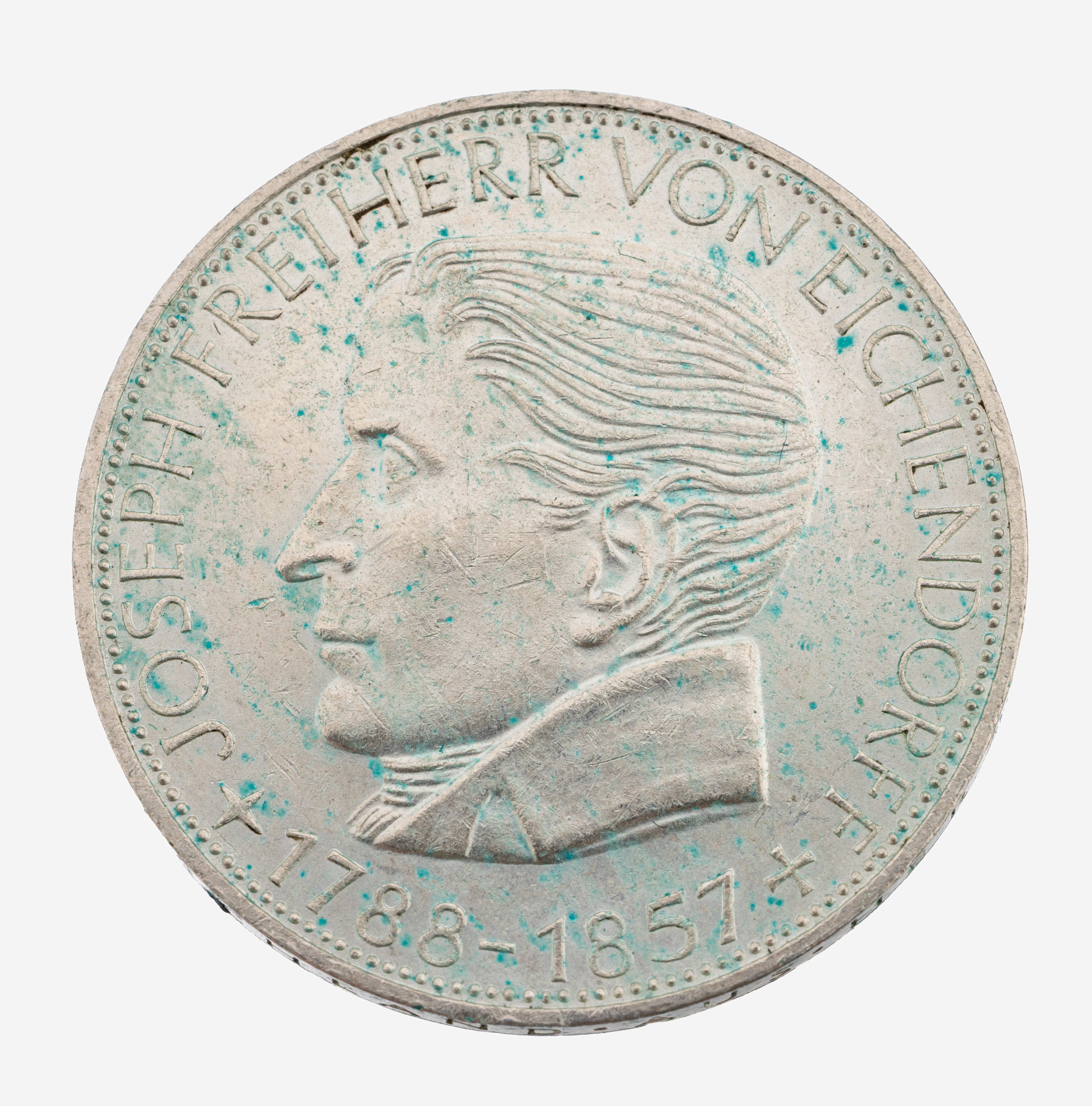 Image 27109735 - Silver coin , 5 Mark, 1957, Baron of Eichendorff