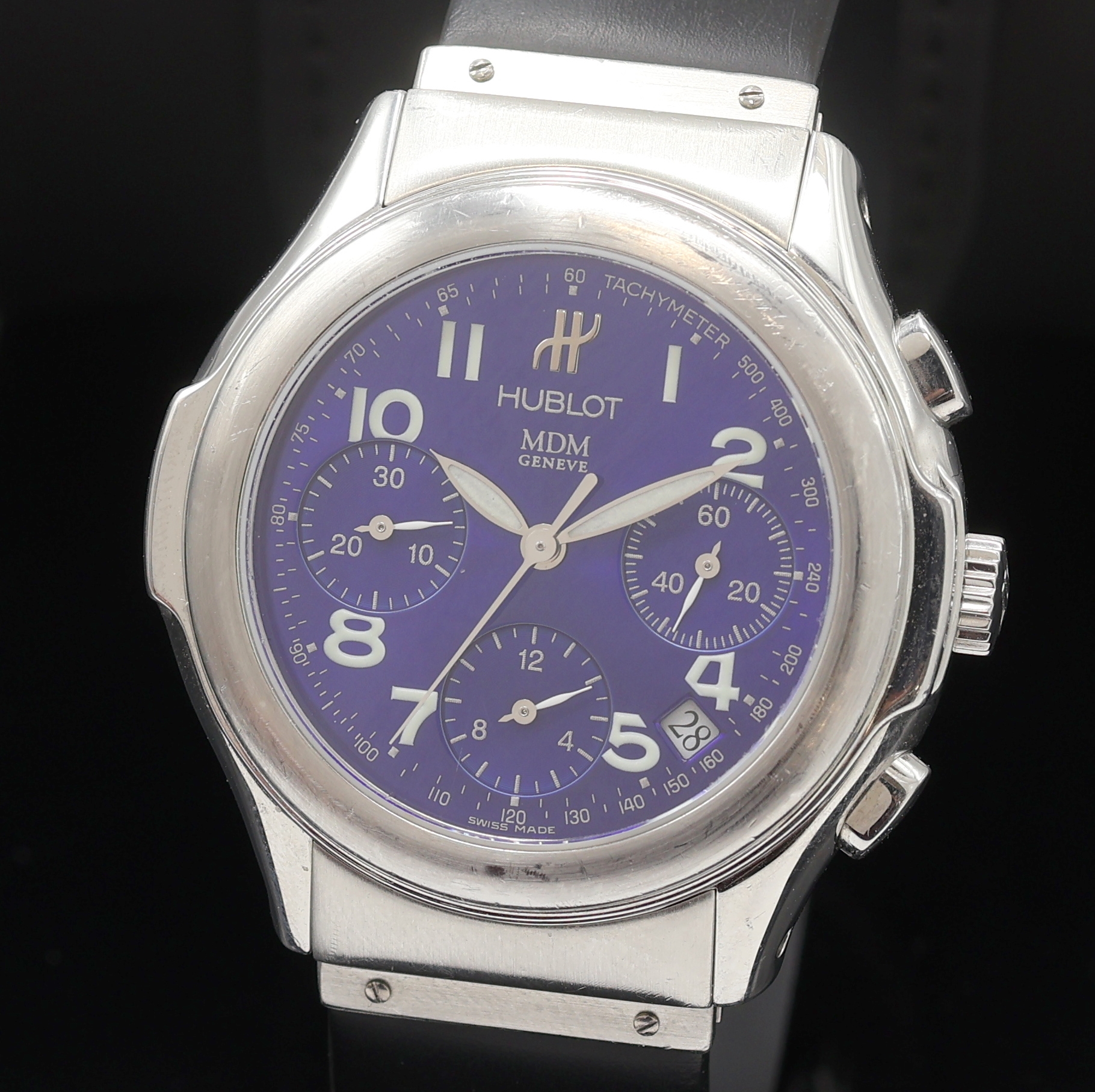 Detail a: HUBLOT MDM Armbandchronograph Referenz 1810.1, Schweiz um 2000, Automatik, Edelstahlgeh. inkl. orig. Kautschukband m. dopp. Faltschl., Krone ...
