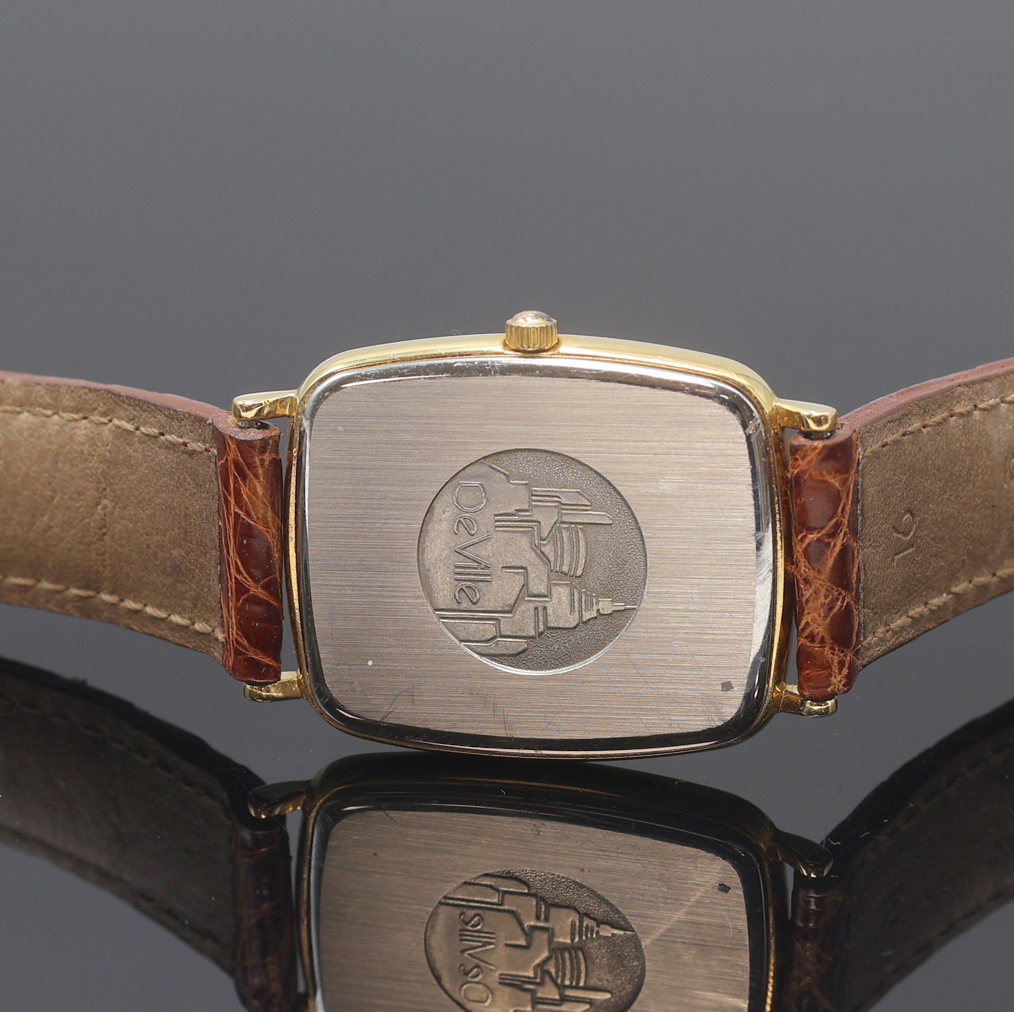 Detail c: OMEGA De Ville vergoldete Armbanduhr Referenz 195.0076.2, Schweiz um 1985, Boden aufgedr., champagnerfarb. Zifferbl. m. gold. Std.-Ind., gold. ...