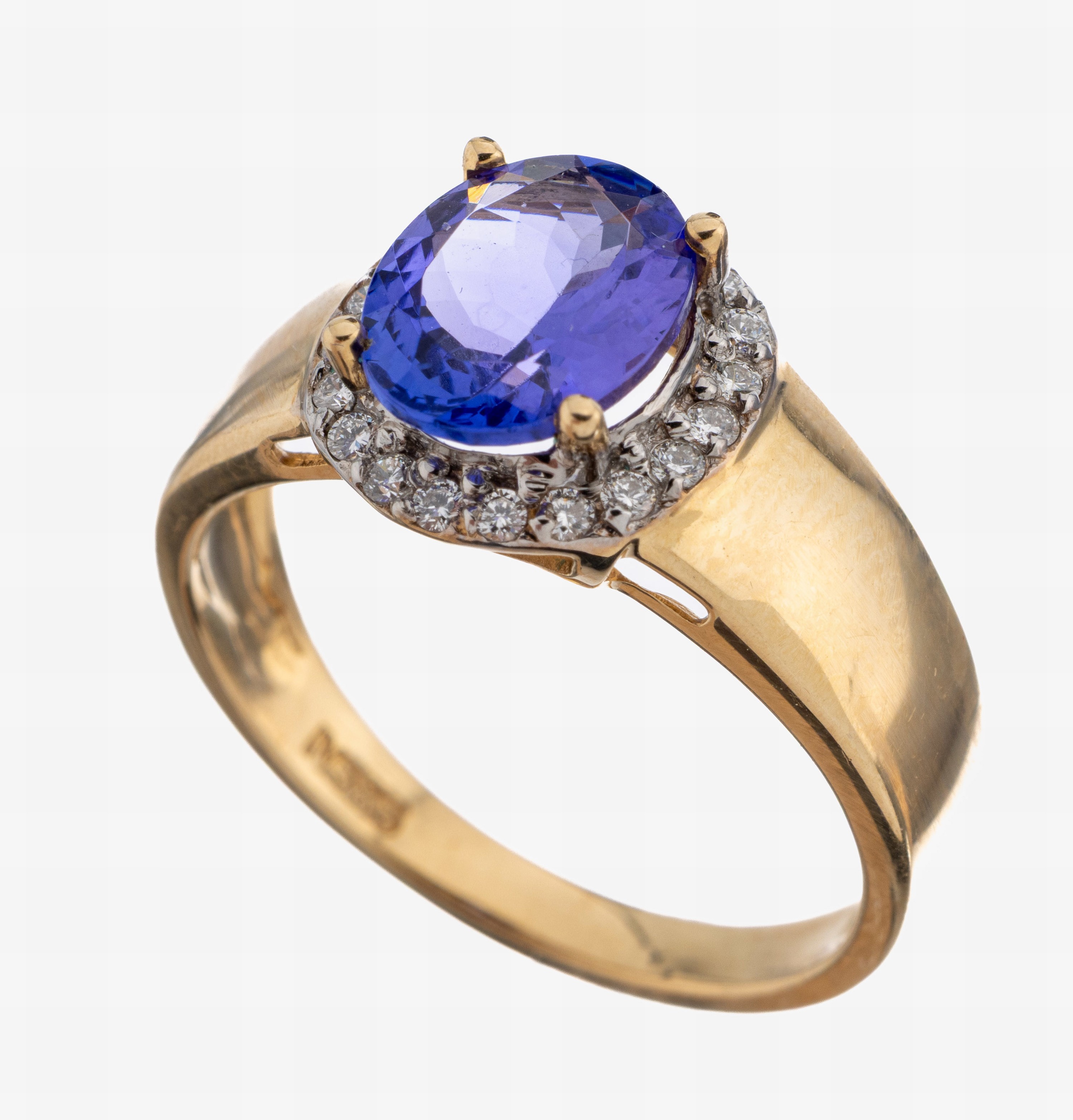 Image 27109786 - 14 kt Gold Tansanit-Brillant-Ring, GG 585/000, ovalfacett. Tansanit ca. 2.0 ct, 20 ...
