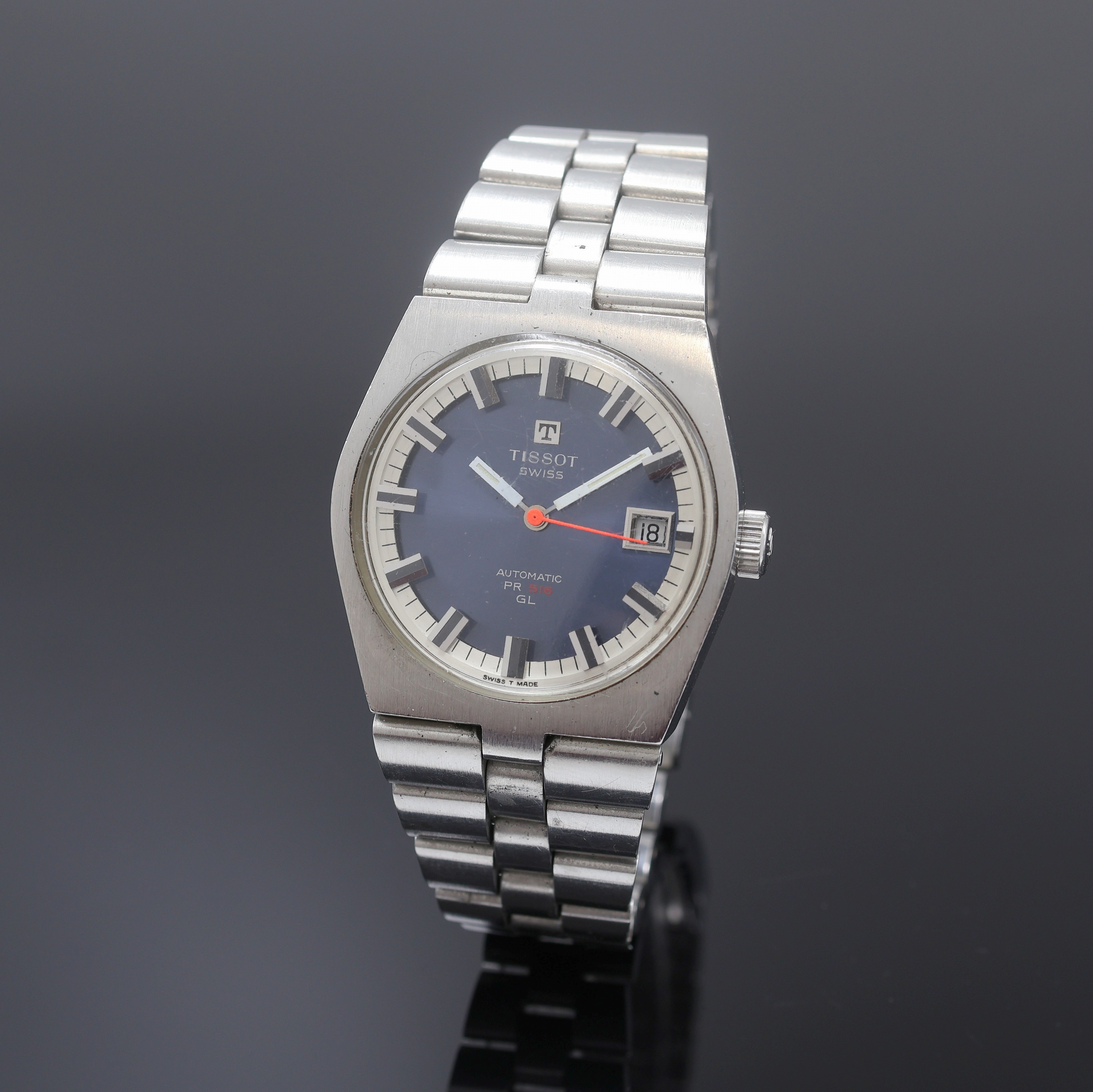 Image 27109788 - TISSOT Herrenarmbanduhr PR 516 GL, Schweiz um 1970, Edelstahlgeh. inkl. orig. ...