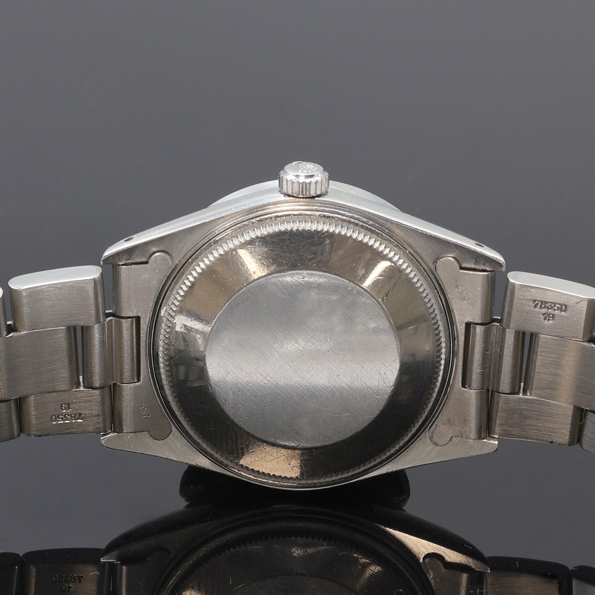 Detail e: ROLEX Oyster Perpetual Date Armbanduhr Referenz 15010, Automatik, Schweiz um 1981, Chronometer der Superlative in Edelstahl inkl. Oysterband m. ...