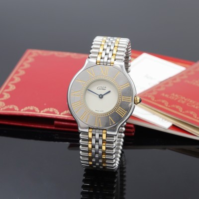 Image CARTIER Linie 21 Damenarmbanduhr Referenz 123 000 P, z. T. verg. 2-tlg. Edelstahlgeh. ...