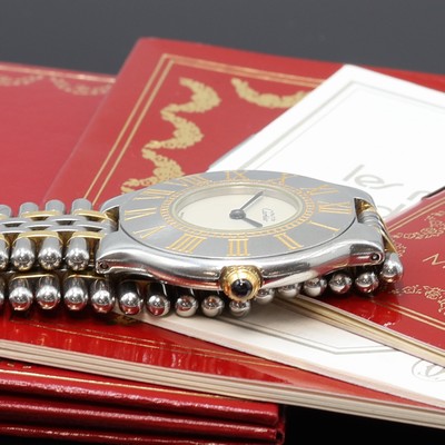 27109709c - CARTIER Linie 21 Damenarmbanduhr Referenz 123 000 P, z. T. verg. 2-tlg. Edelstahlgeh. ...