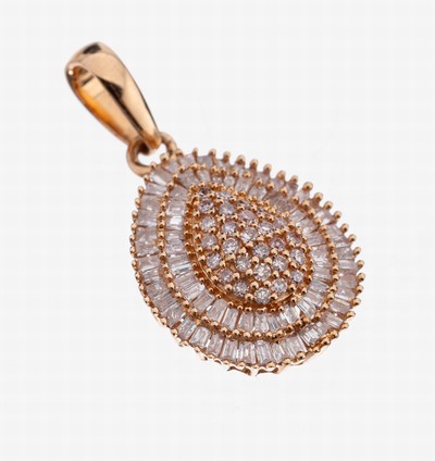 Image 14 kt Gold Diamant-Anhänger, RG 585/000, Aufbau in mehreren Ebenen, 8/8-Diamanten und ...