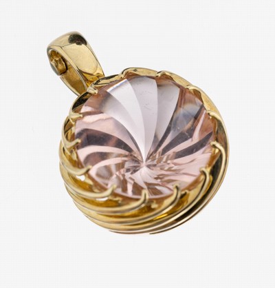 Image 14 kt Gold Morganit-Clipanhänger, GG 585/000, rundfacett. Morganit ca. 8.50 ct, ca.6.1 ...