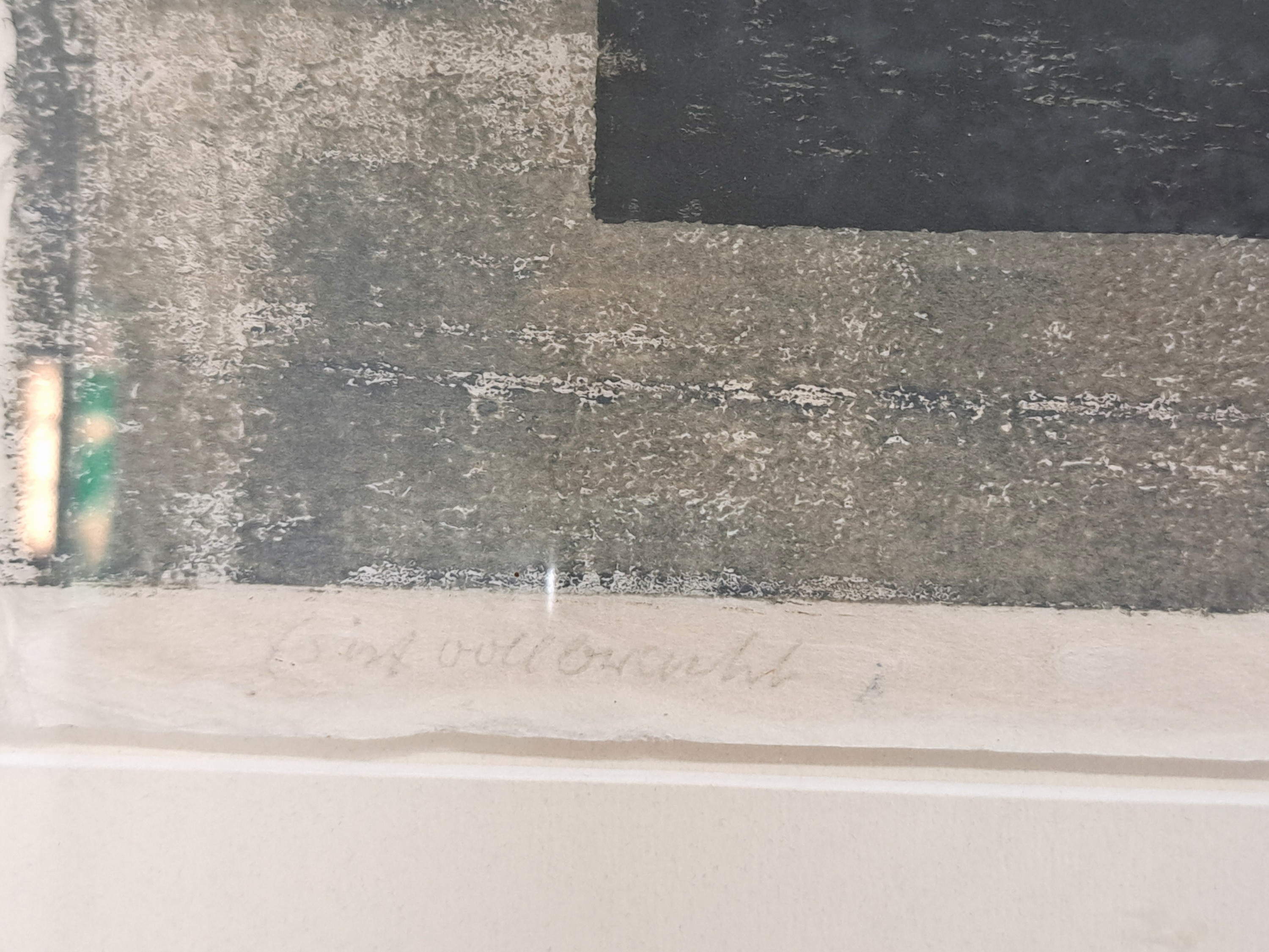 Detail b: Rolf Müller-Landau, 1903-1956 Bad Bergzabern , Monotypie auf chin. Reispapier, "Es ist vollbracht", Haupt des am Kreuz vergangenen ...