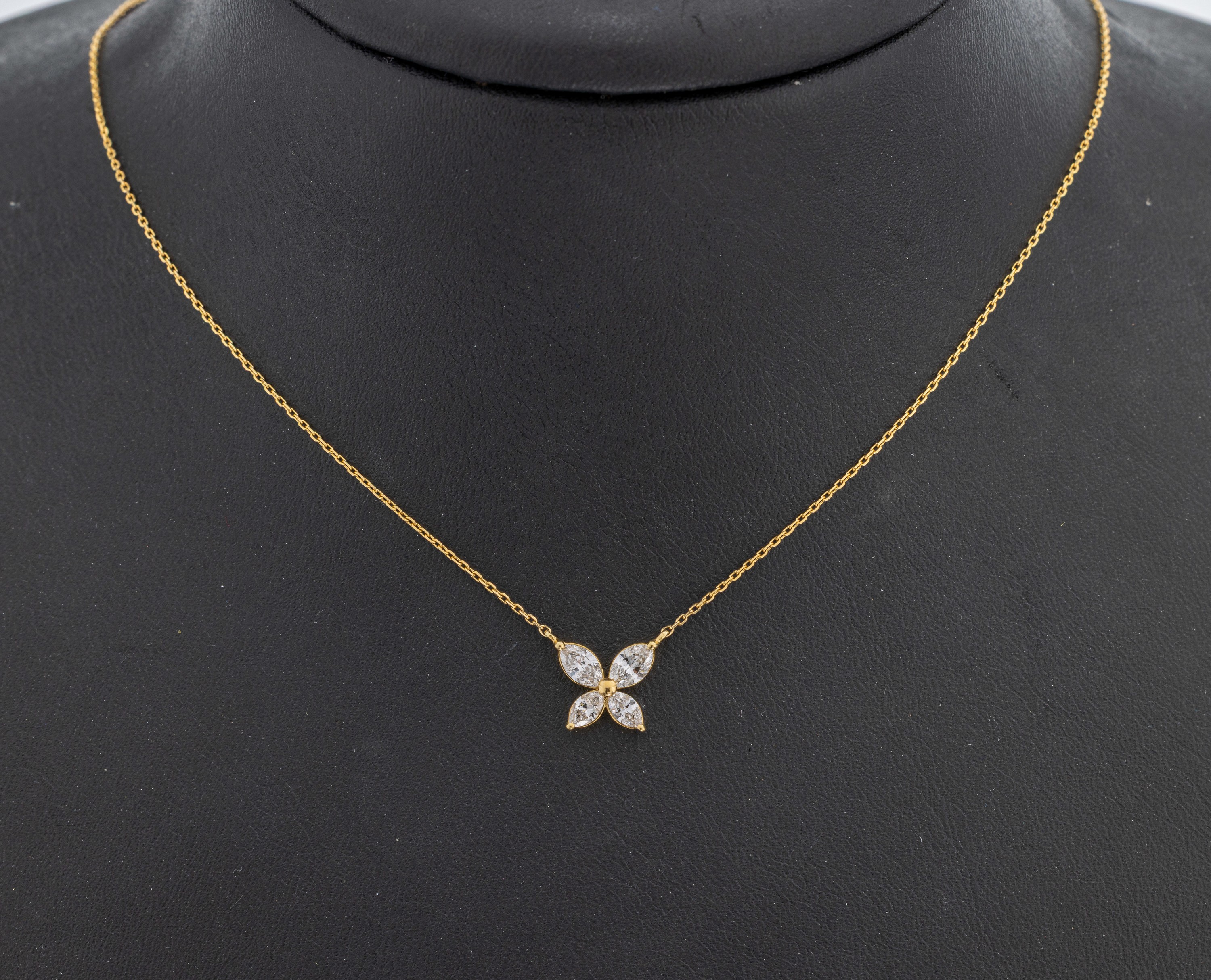 Image 27109839 - 18 kt Gold Diamant-Collier, ´Schmetterling´, GG 750/000, 4 Diamantnavettes zus. ca. ...