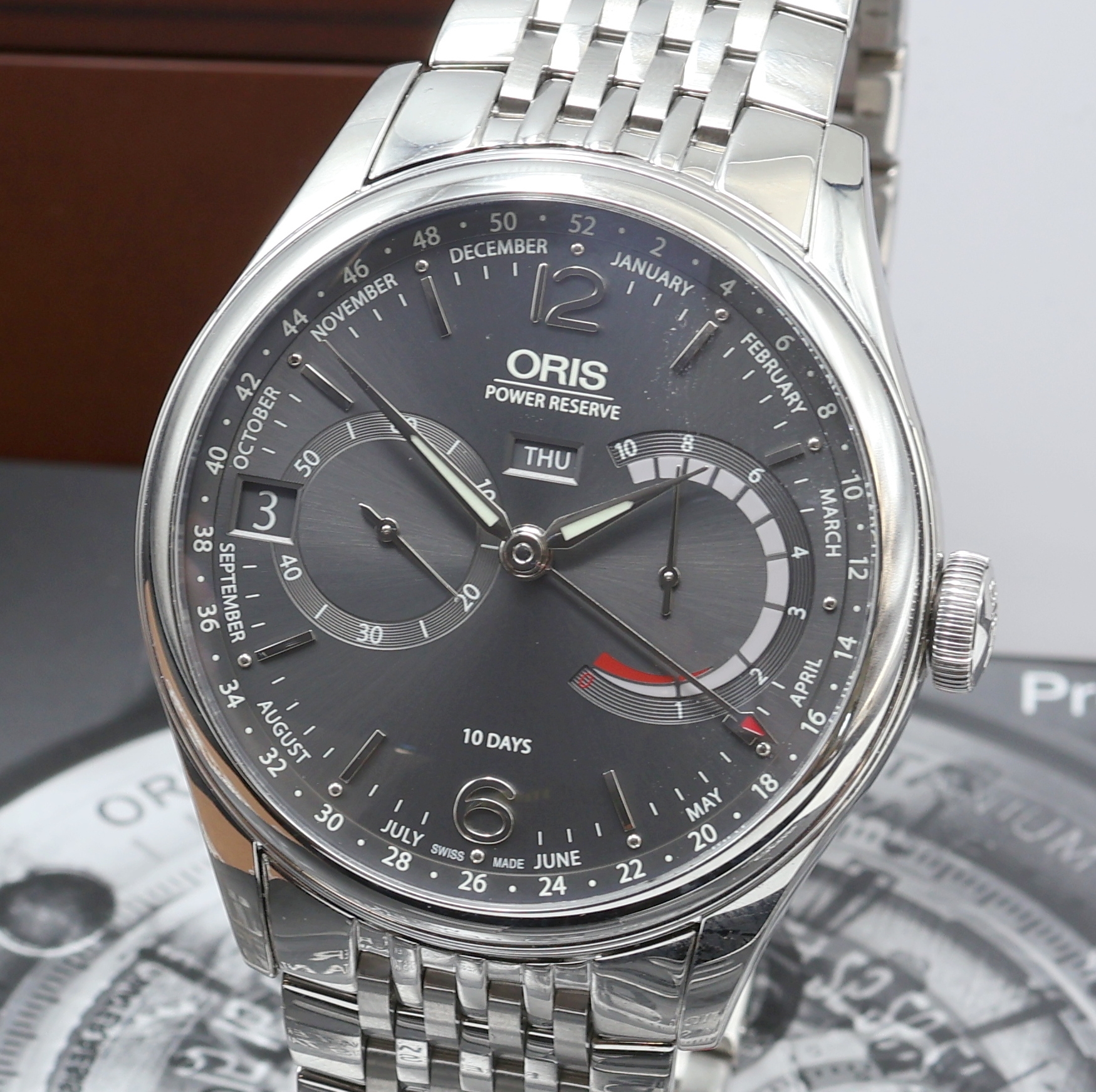 Detail a: ORIS Artelier Herrenarmbanduhr Referenz 01 113 7738 4063, Schweiz verk. lt. Pap. 12/2018, Handaufzug, beids. vergl. Geh. in Edelstahl inkl. orig. ...