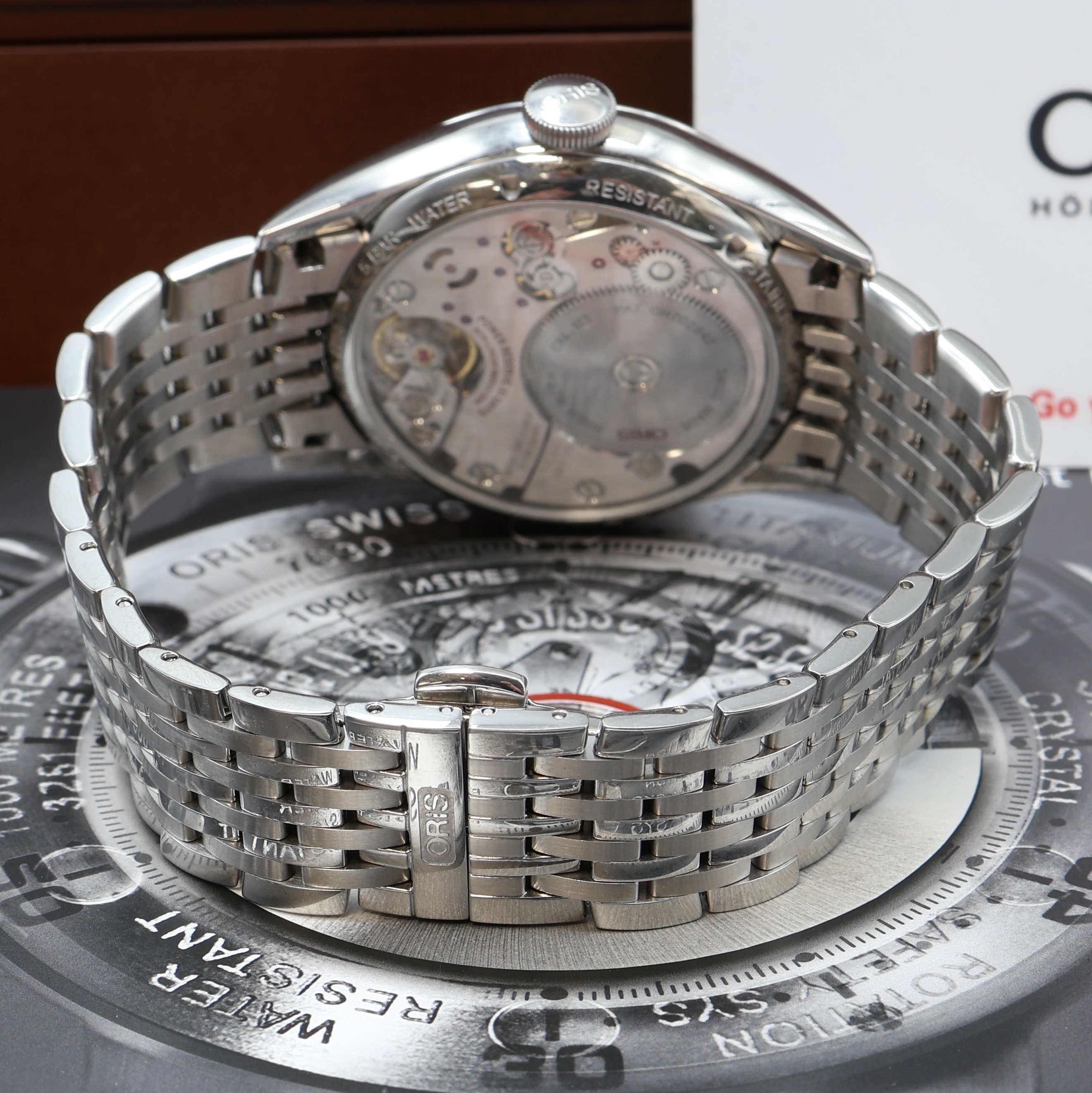 Detail c: ORIS Artelier Herrenarmbanduhr Referenz 01 113 7738 4063, Schweiz verk. lt. Pap. 12/2018, Handaufzug, beids. vergl. Geh. in Edelstahl inkl. orig. ...