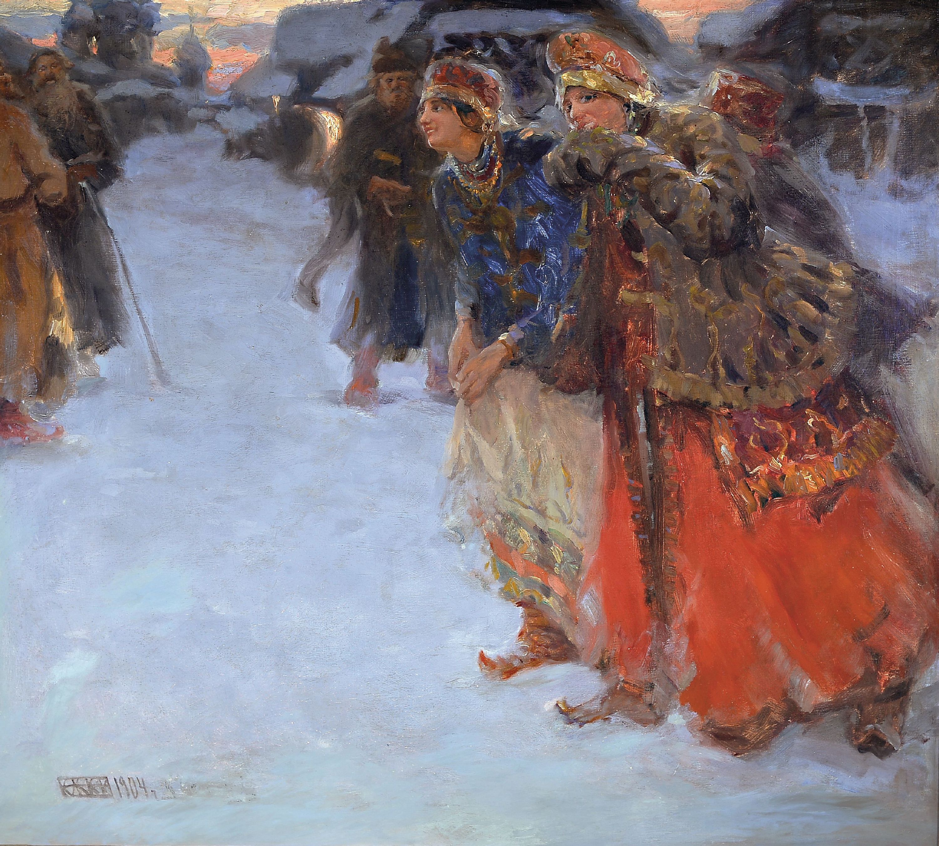 Image 27109881 - Zuschreibung: Abram Efimovich Archipov, 1862-1930 Moskau, Paar ausgelassene Frauen in ...