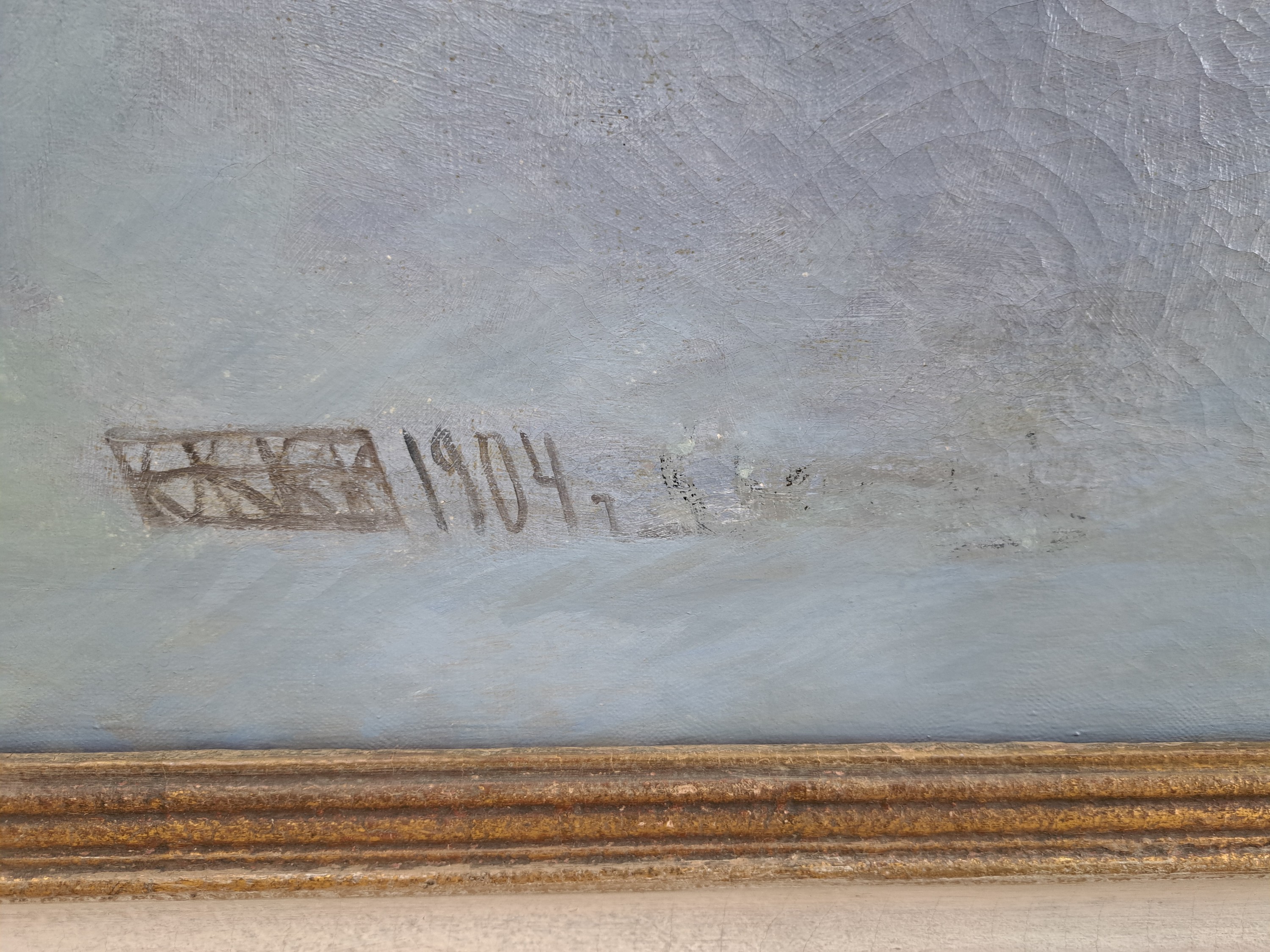 Detail d: Zuschreibung: Abram Efimovich Archipov, 1862-1930 Moskau, Paar ausgelassene Frauen in winterlicher Dorfkulisse, Betonung der farbenfrohen ...