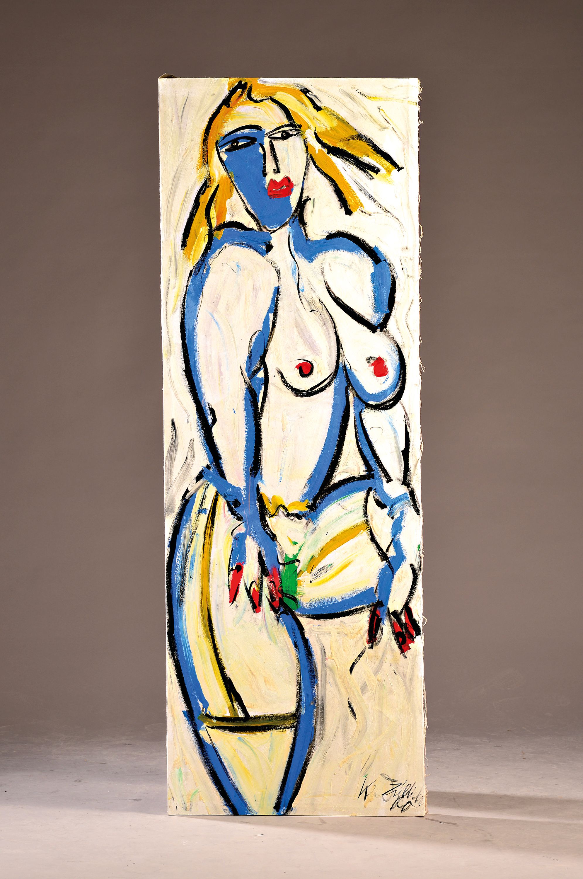 Image 27109889 - Peter Robert Keil, geb. 1942 Züllichau, stehender weiblicher Akt, Öl und Acryl auf ...