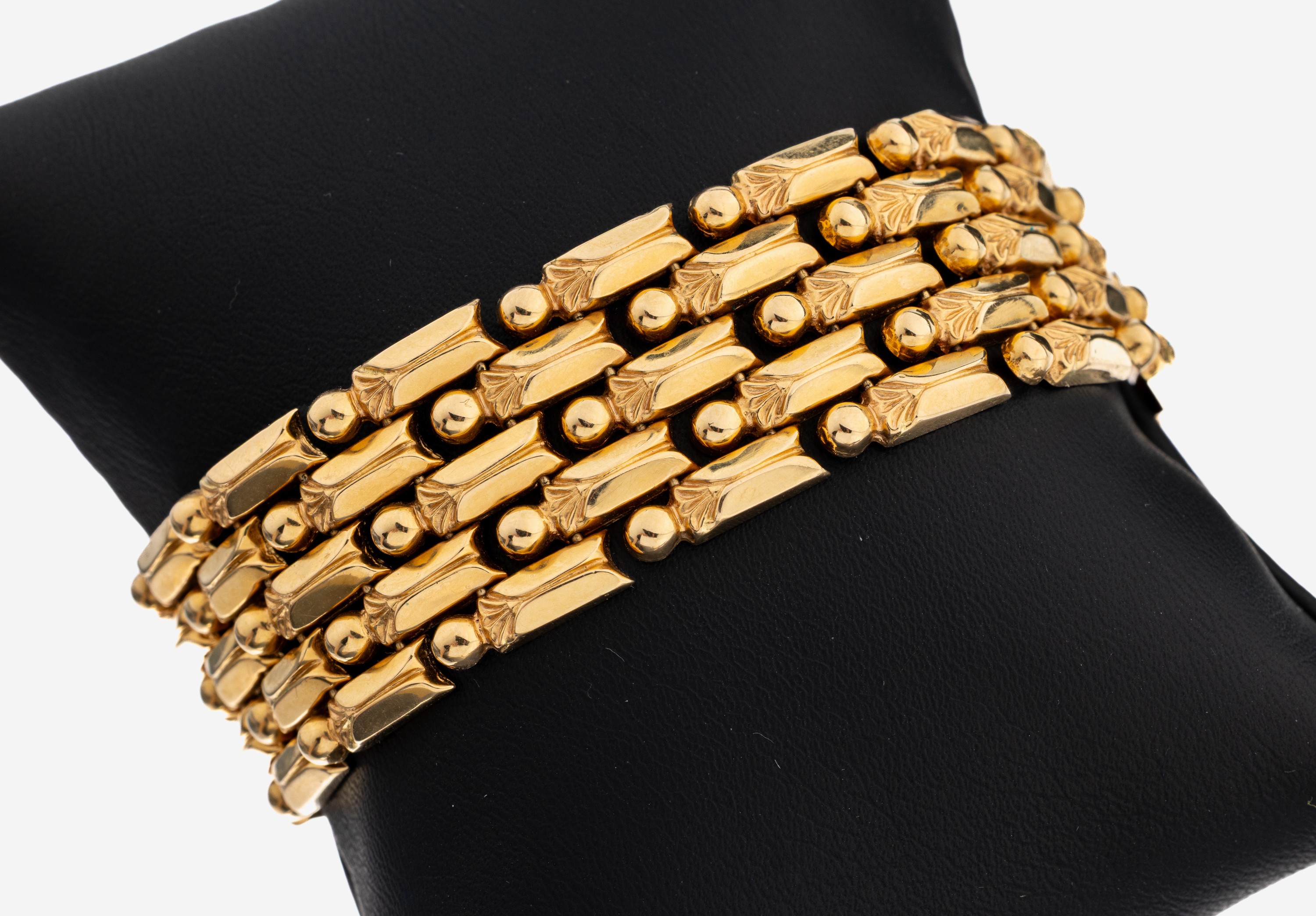 Image 27109896 - 18 kt Gold Armband, GG 750/000, Glieder part. strukt., B. ca. 2 cm, L. ca. 20 cm, ...