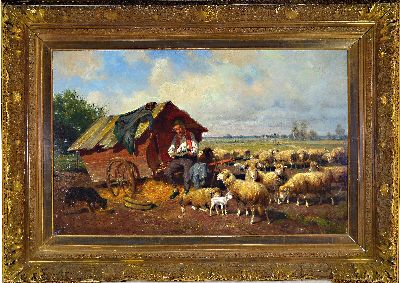 27109829k - Ernst Adolf Meissner, 1837 Dresden-1902 Munich, the shepherd Sundaystoilette, a reading ...