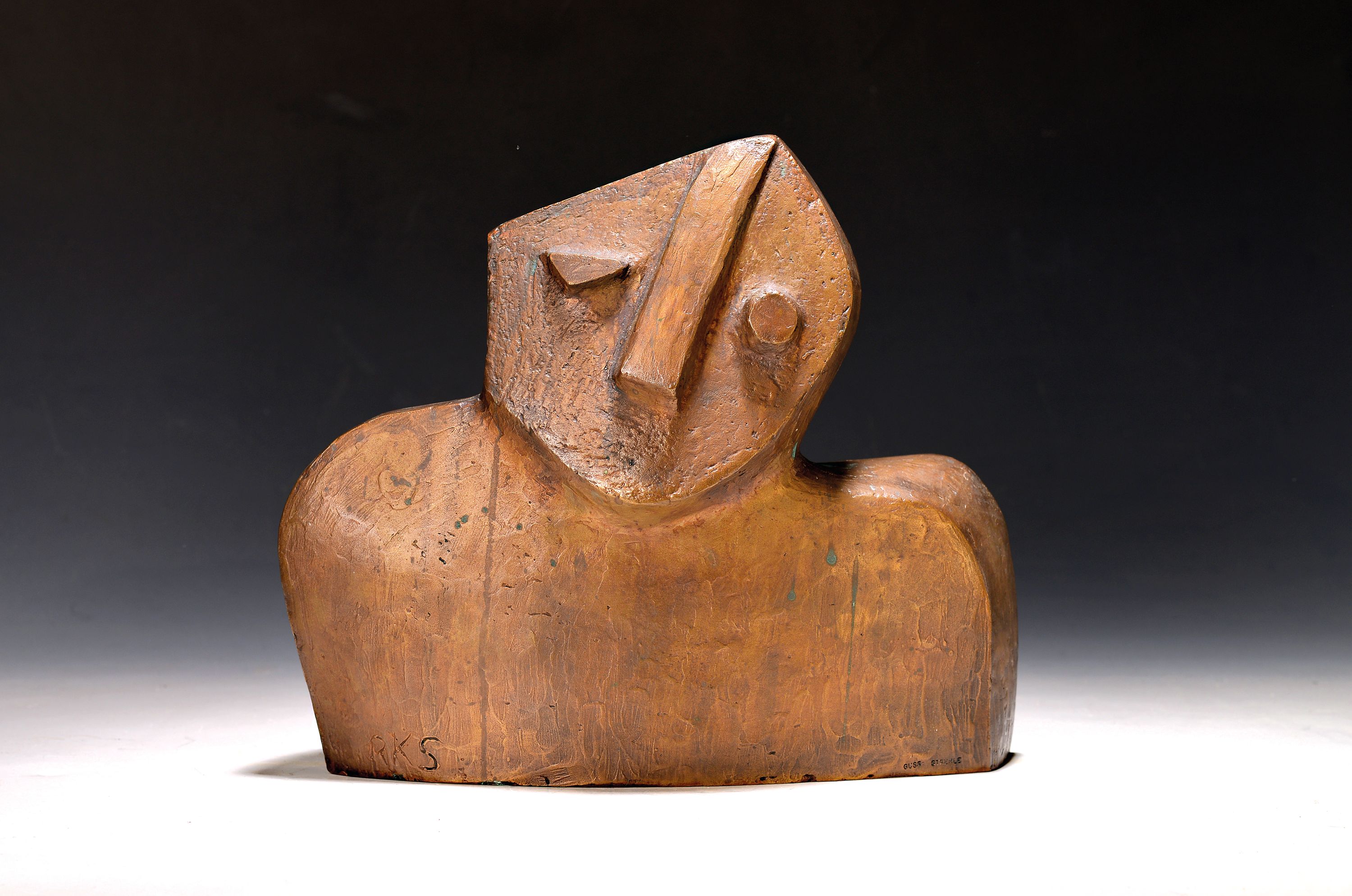 Image 27109904 - Renate König-Schalinski, 1942-2011 Passau, drei Gesichter, Bronzeskulptur, monogr. RKS, ...