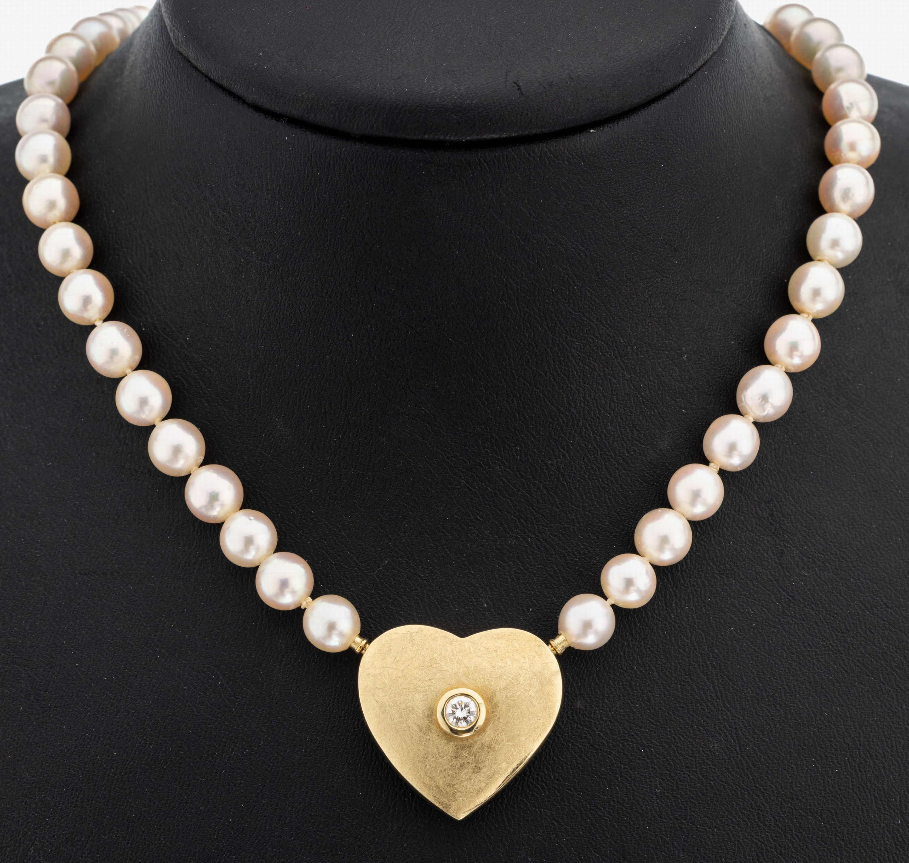 Image 27109930 - Perl-Collier mit 14 kt Gold Brillant-Schließe, GG 585/000, Akoyazuchtperlen, D. ca. ...