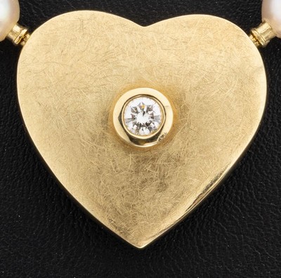 27109930a - Perl-Collier mit 14 kt Gold Brillant-Schließe, GG 585/000, Akoyazuchtperlen, D. ca. ...