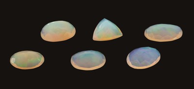 27109988a - Lot 6 lose Opale, zus. ca. 16.39 ct, 5 x ovalfacett., 1 x facett. Triangel, versch. ...