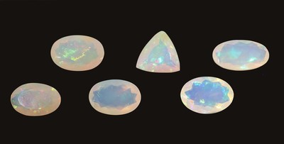 27109988b - Lot 6 lose Opale, zus. ca. 16.39 ct, 5 x ovalfacett., 1 x facett. Triangel, versch. ...