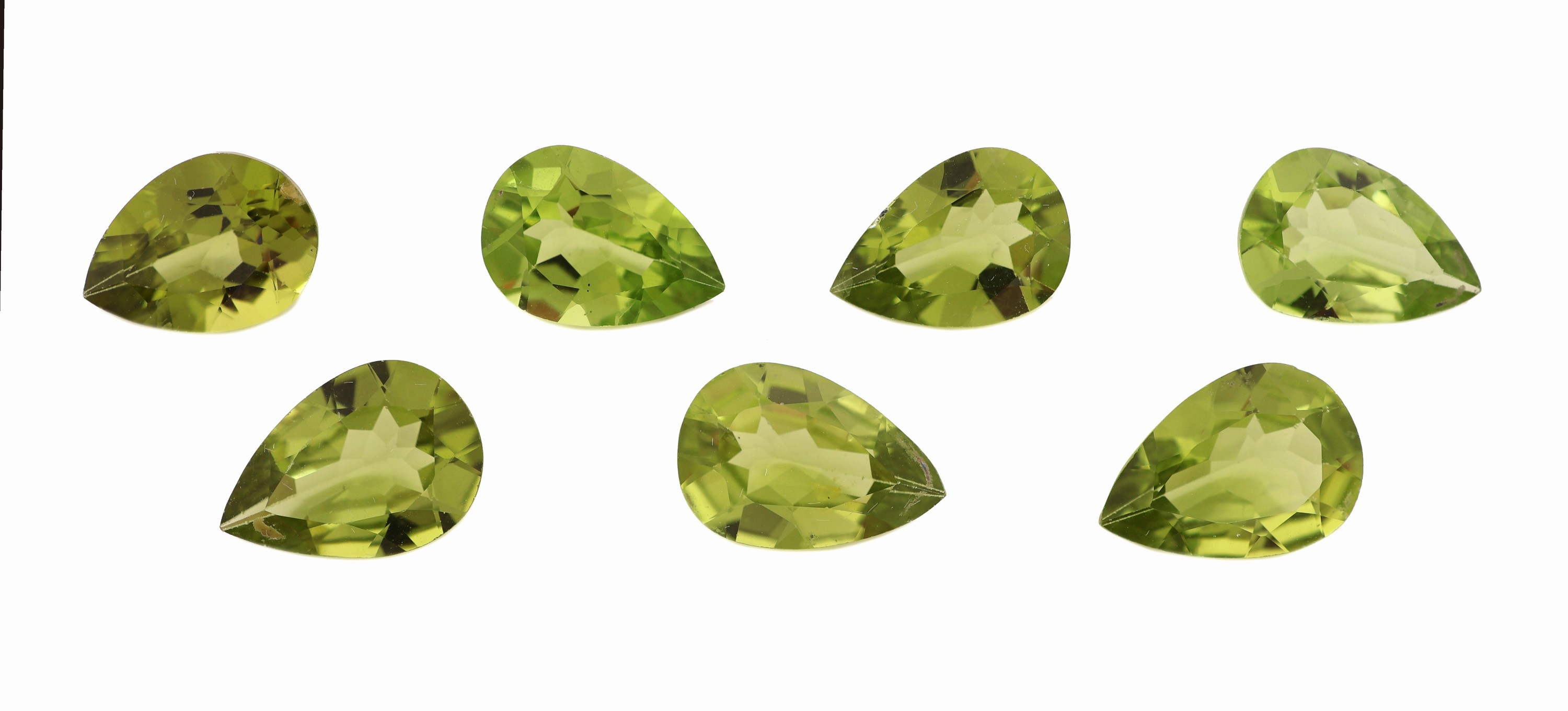 Image 27110004 - Lot 7 lose Peridots, zus. ca. 11.97 ct, facett. Tropfen Schätzpreis: 1200, - EUR