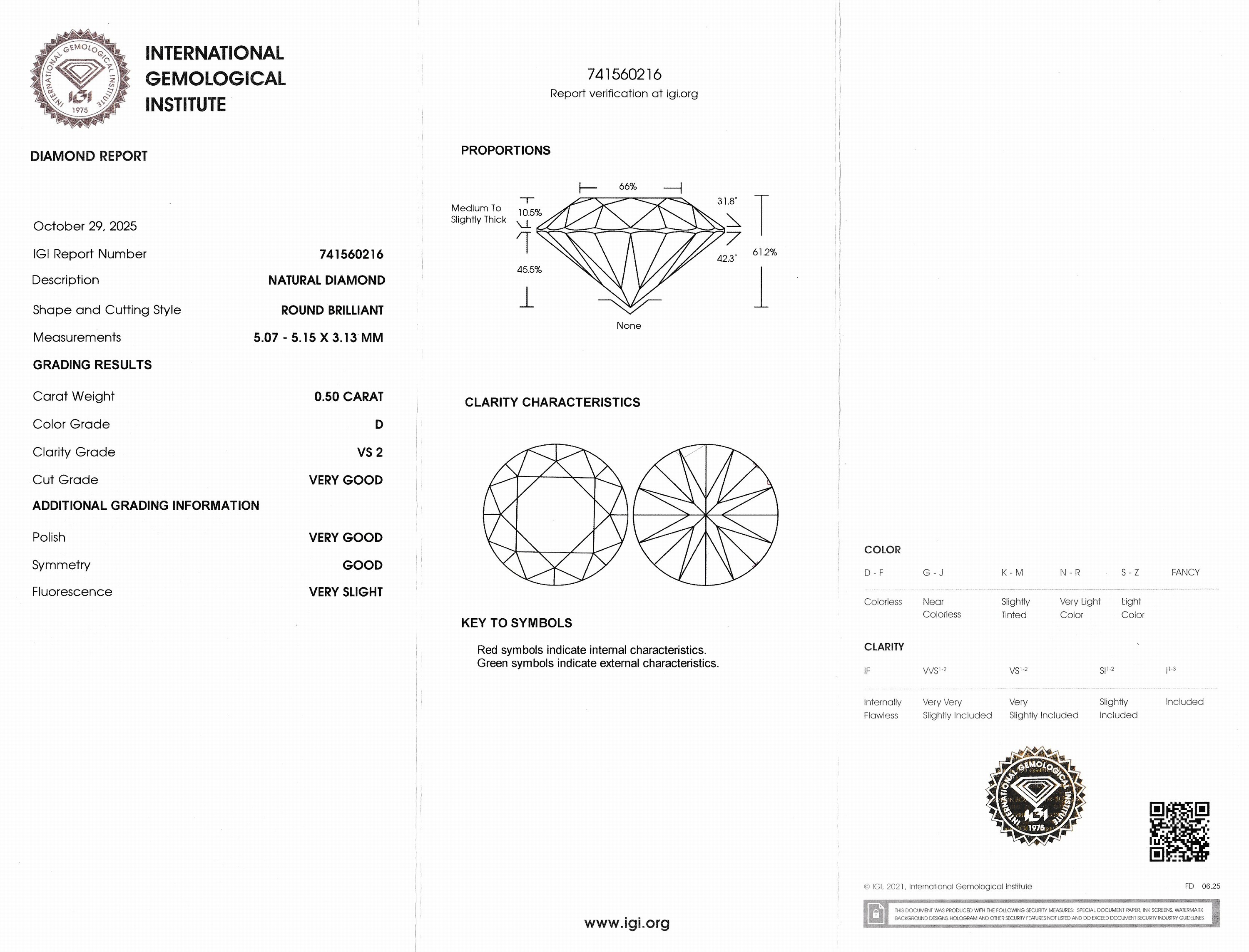 Detail a: Loser Brillant, 0.50 ct hochfeines Weiß+(D)/vs2, eingeschweißt, IGI-Expertise anbei