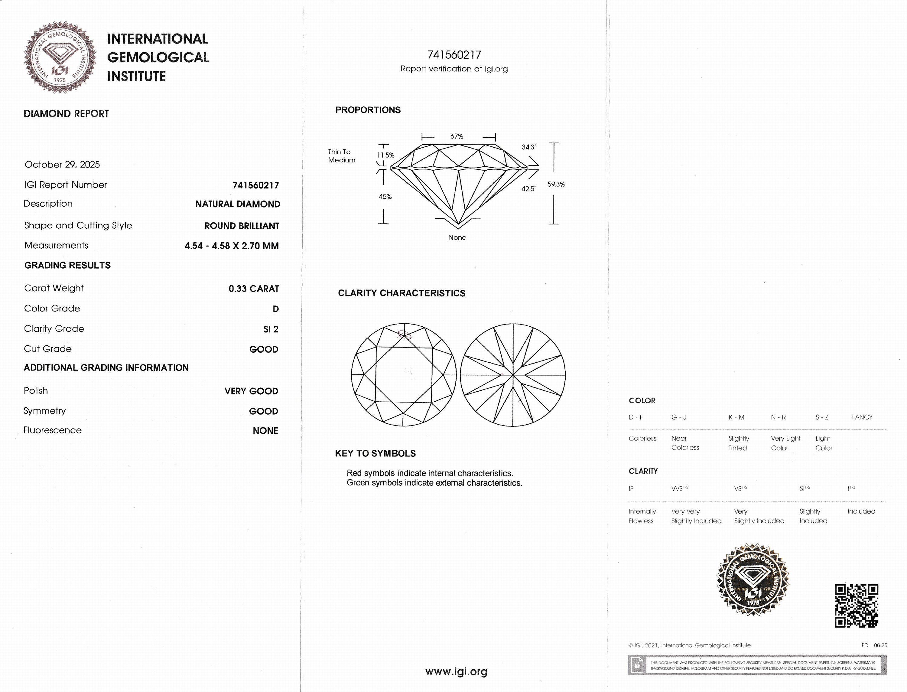 Detail a: Loser Brillant, 0.33 ct hochfeines Weiß+(D)/si2, eingeschweißt, IGI-Expertise anbei