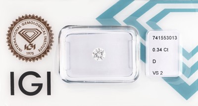Image Loser Brillant, 0.34 ct hochfeines Weiß (D)/vs2, eingeschweißt, IGI-Expertise anbei ...