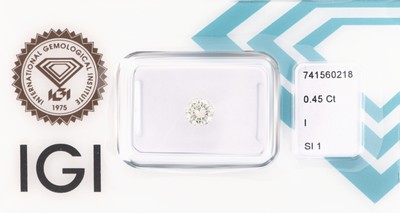 Image Loser Brillant, 0.45 ct l.get.Weiß(I)/si1, eingeschweißt, IGI-Expertise anbei ...