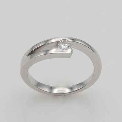 27110105a - Ring mit Brillant, WG 585/000, Brill. in geteilter Ringschiene ca. 0.15 ct Weiß/p1, RW ...