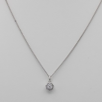Image Anhänger mit Brillanten an Kette, WG 585/000, Brill. zus. ca. 0.25 ct Weiß/p1, L. ca. ...