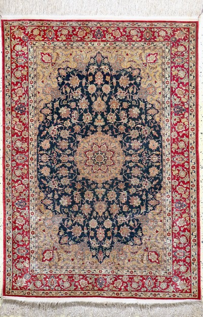 Image Hereke Seide Sehr fein, Türkei, signiert, Mitte 20.Jhd, reine Naturseide, ca. 143 x ...
