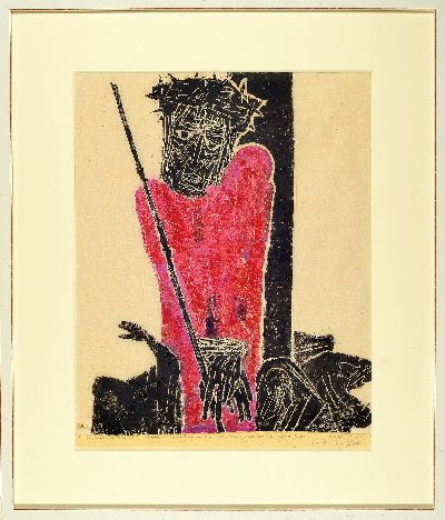 Image Rolf Müller-Landau, 1903-1956 Bad Bergzabern, # # the scourged Christ, monotype on ...