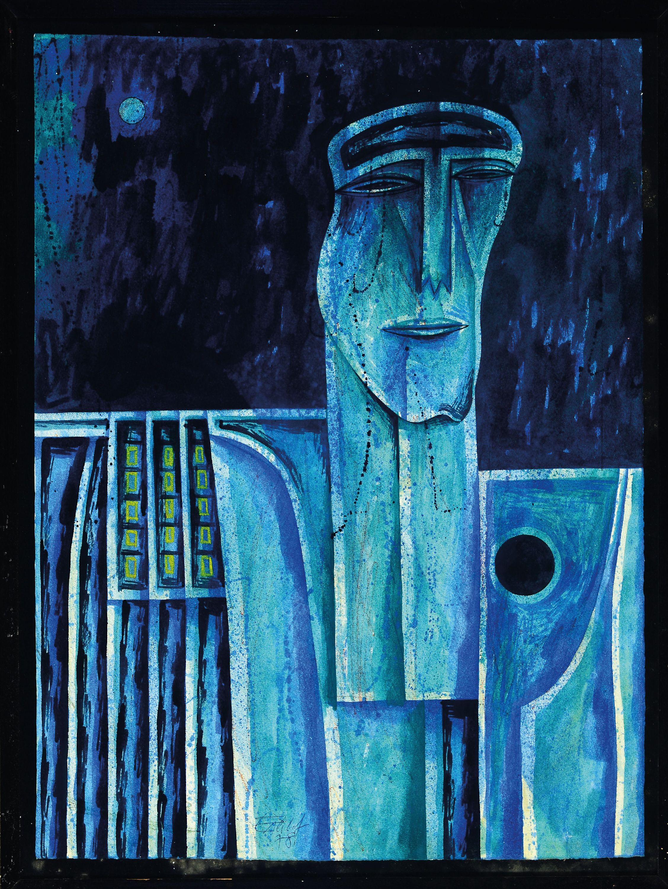 Image 27110398 - Vladimir Erlebach, 1934 Tschechien-1996 Wiesbaden, Der Nachtwanderer, Gouache auf ...