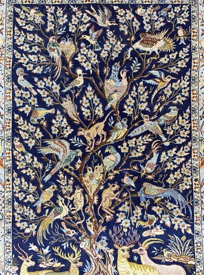 27110311c - Esfahan fein, Persien, Mitte 20.Jhd., Korkwolle auf Seide, ca. 121 x 84 cm, EHZ: 1-2 ...