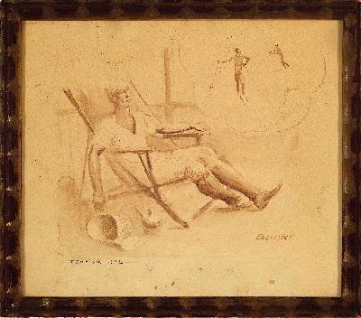 27110333k - Georg Wilhelm Lagerstedt, 1892-1982, schwedisch, Tuschezeichnung, von Skifahrern ...