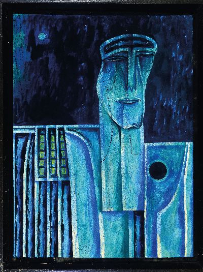 27110398k - Vladimir Erlebach, 1934 Tschechien-1996 Wiesbaden, Der Nachtwanderer, Gouache auf ...