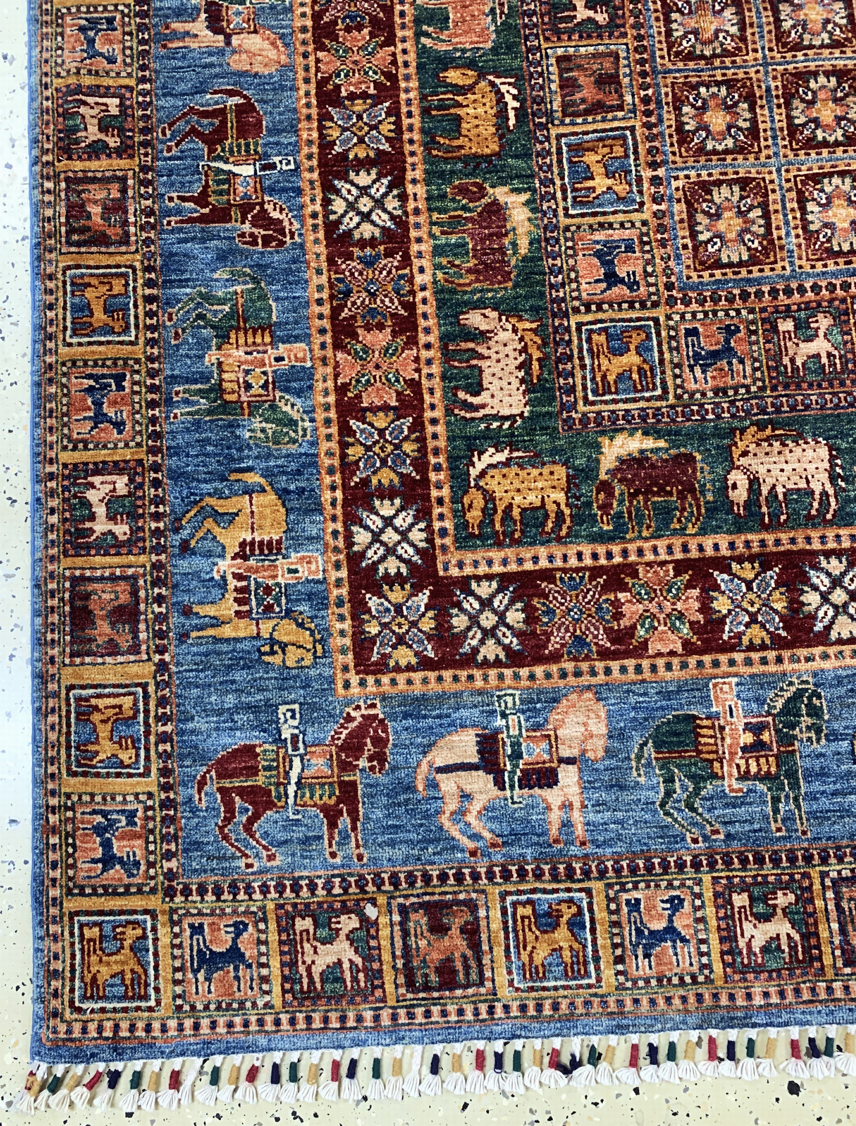 Detail b: Sigler, Pakistan, Ende 20.Jhd, Wolle auf Baumwolle, ca. 310 x 208 cm, EHZ: 1-2