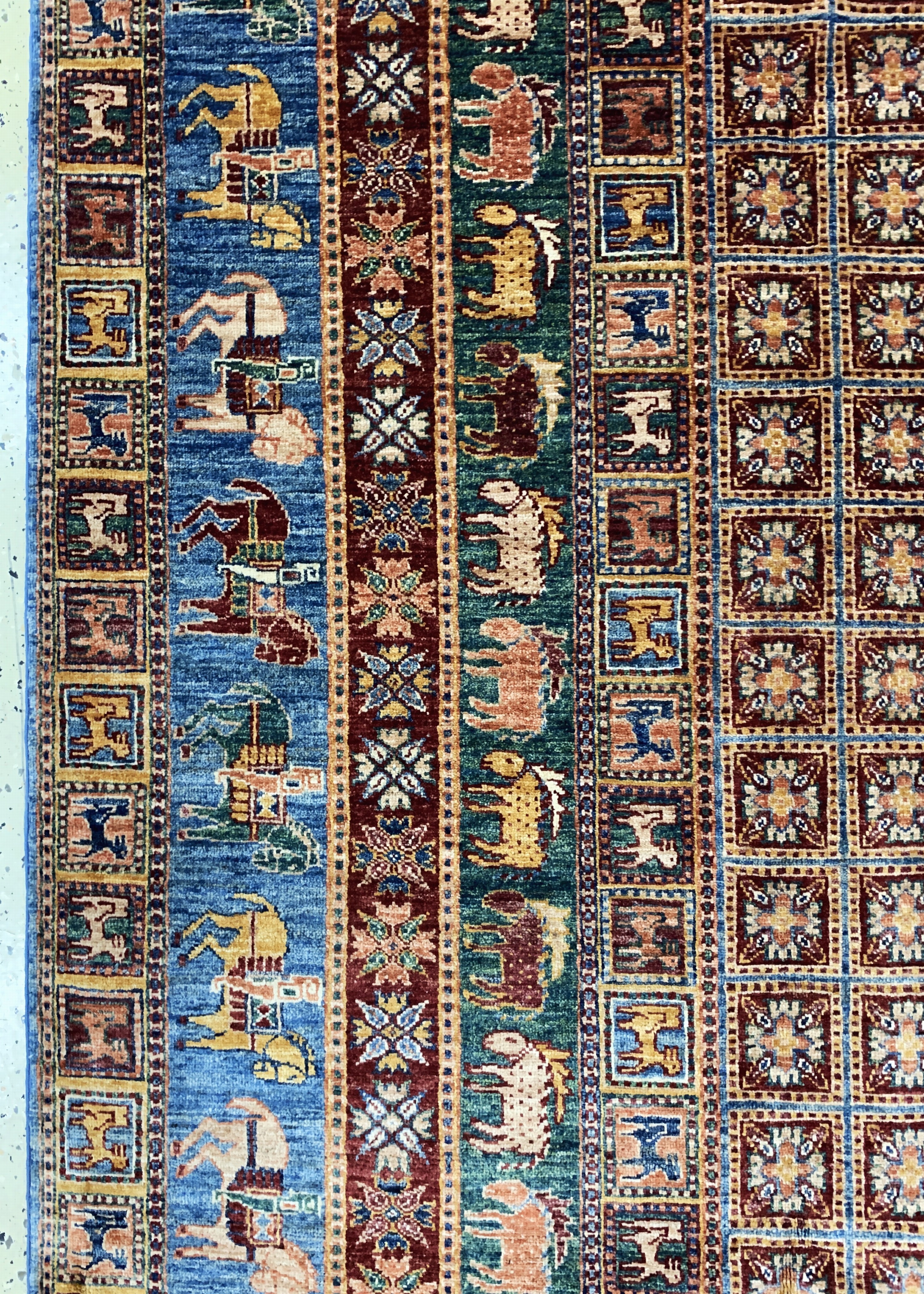 Detail c: Sigler, Pakistan, Ende 20.Jhd, Wolle auf Baumwolle, ca. 310 x 208 cm, EHZ: 1-2