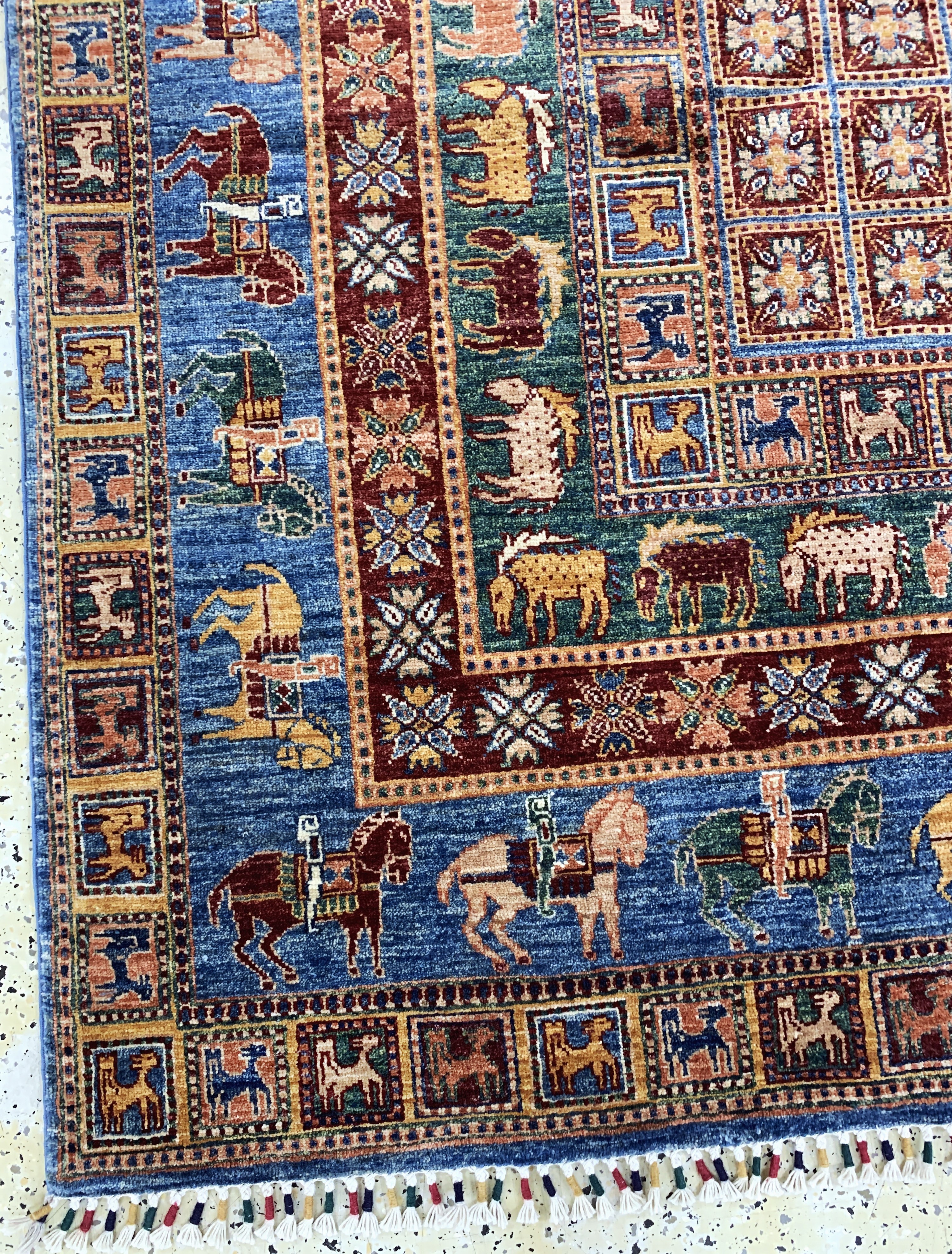 Detail f: Sigler, Pakistan, Ende 20.Jhd, Wolle auf Baumwolle, ca. 310 x 208 cm, EHZ: 1-2