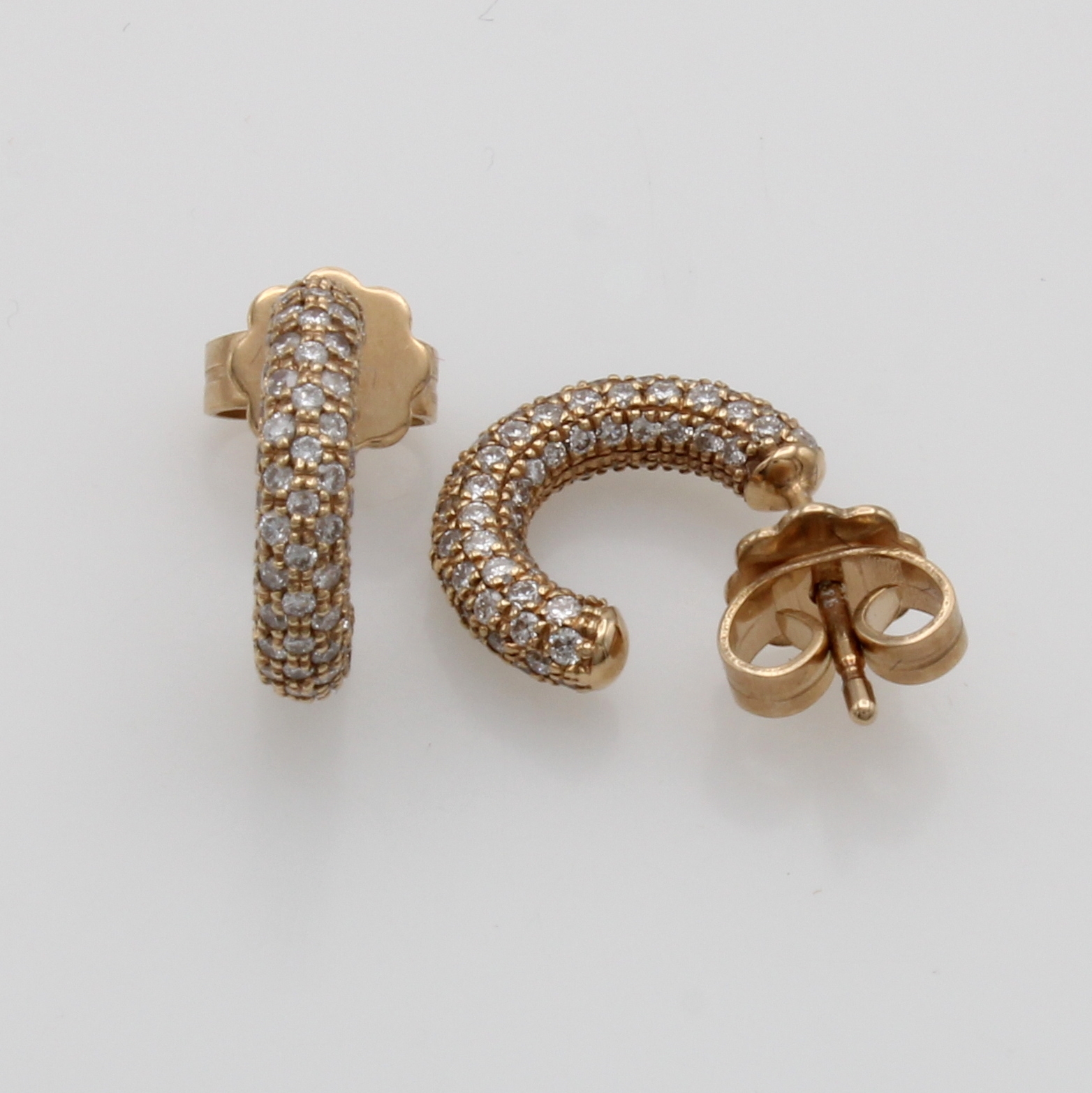 Image 27110976 - Paar Halbcreolen mit Brillanten, RoseG 585/ 000, 214 Brill. rundum bes. zus. ca. 1.0 ct ...