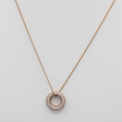Image Runder Anhänger mit Brillanten an Kette, RG 585/000, 168 Brill. rundum bes. zus. ca. ...