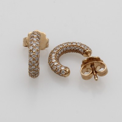 Image Paar Halbcreolen mit Brillanten, RoseG 585/ 000, 214 Brill. rundum bes. zus. ca. 1.0 ct ...