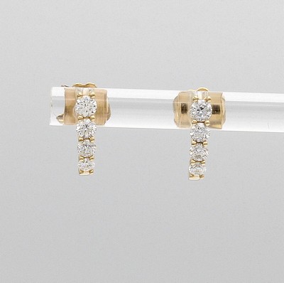 Image Paar Halbcreolen mit Brillanten, GG 585/000, 8 Brill. zus. ca. 0.50 ct Weiß/lupenrein ...