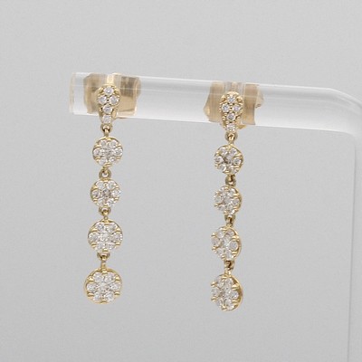 Image Paar Ohrgehänge mit Brillanten, GG 585/000, blütenförm. Abhängung bes. m. Brill. ...