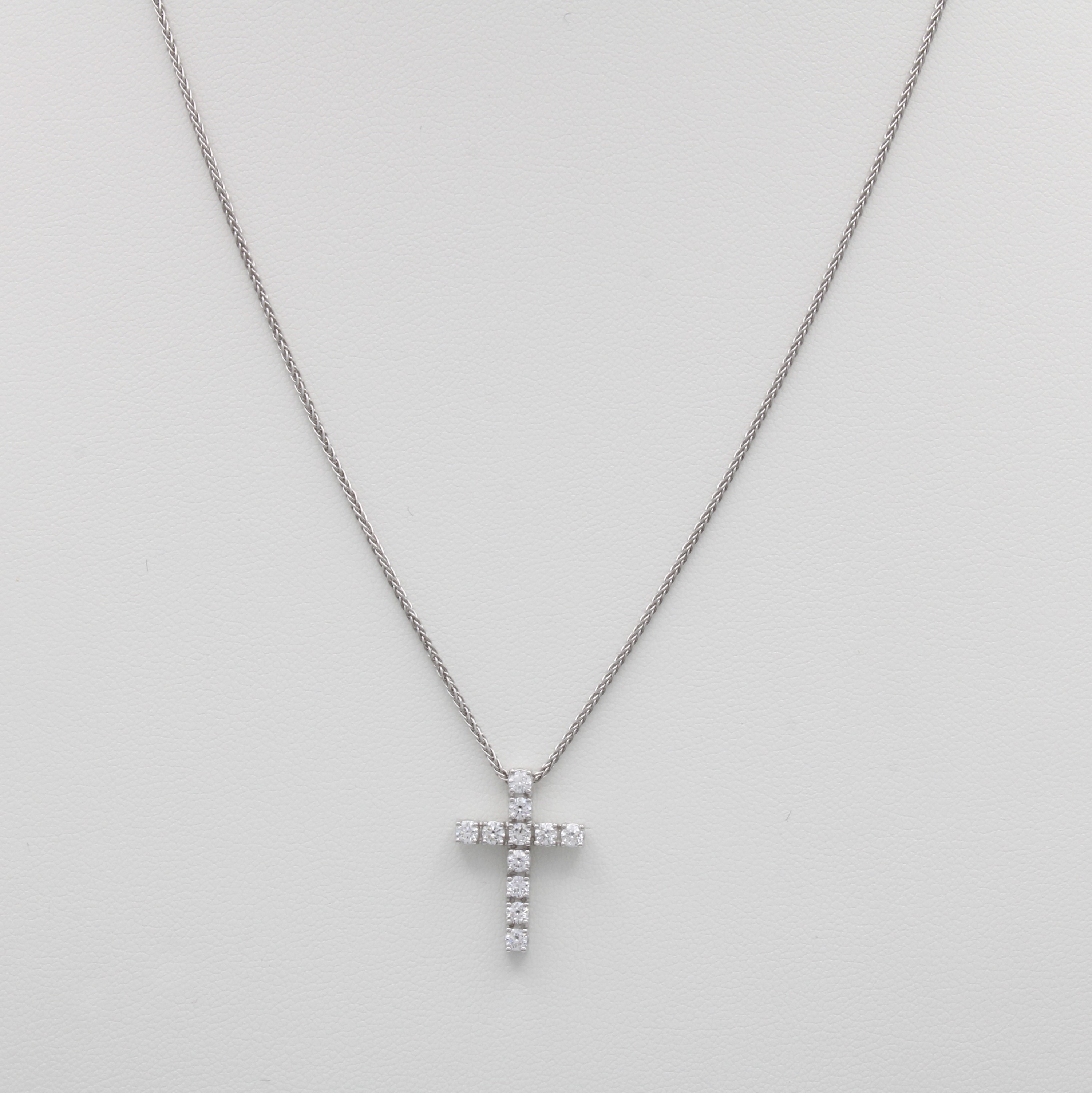 Image 27111006 - Kreuzanhänger mit Brillanten an Kette, WG 750/000, Brill. zus. ca. 0.50 ct Weiß/si, L. ...