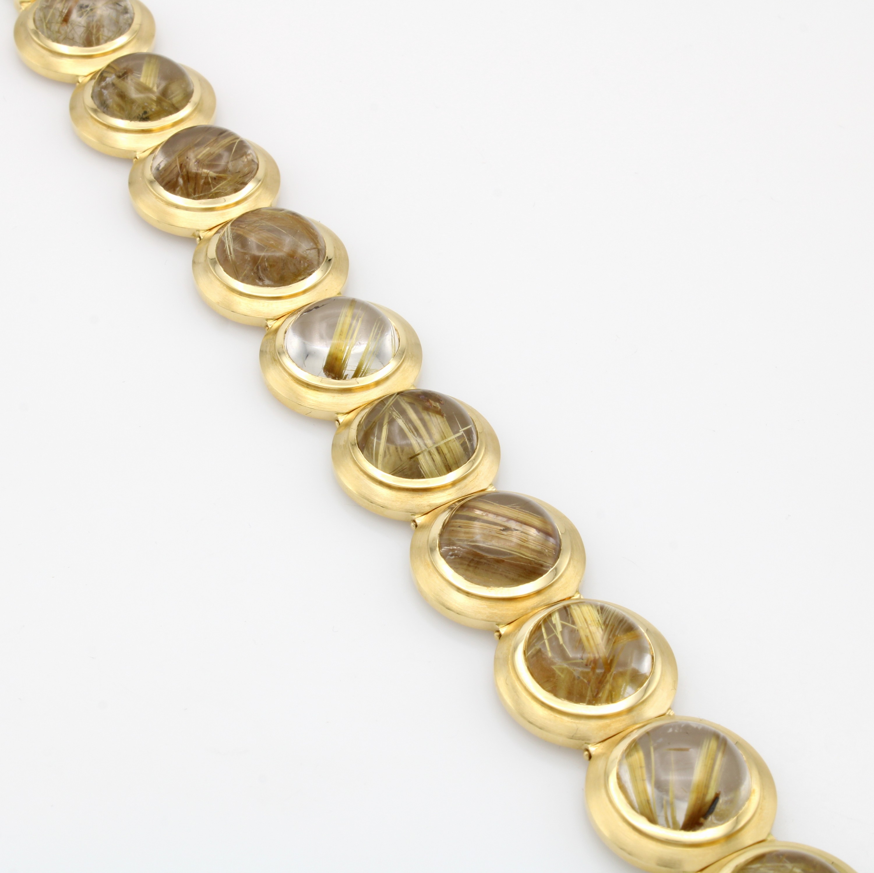 Image 27111035 - Armband mit Rutilquarzen, GG 750/000, z.T. matt., Rutilquarzcabochons, Kastenschl., L. ...