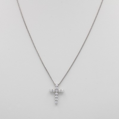 Image Kreuzanhänger mit Brillanten an Kette, WG 750/000, Brill. zus. ca. 0.50 ct Weiß/si, L. ...
