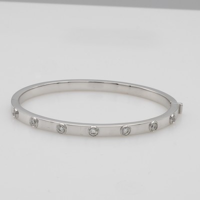 Image Armreif mit Brillanten, WG 585/000, 7 Brill. zus. ca. 1.0 ct Weiß/si, Kastenschl., M. ...