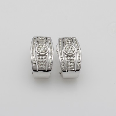 Image Paar Halbcreolen mit Brillanten, WG 585/000, Brill. zus. ca. 0.60 ct ...